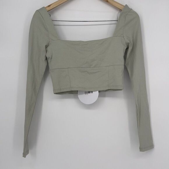 Princess Polly | Green Crop Blouse Long Sleeve‎ Top | Sz 4 Spring Casual - Picture 7 of 11